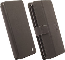Krusell Leather Malmo Flipwallet Slide Caz carte până la 6.3" Negru