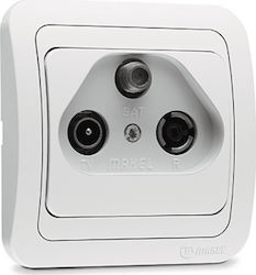 Makel Mimoza TV, Satellite, and Radio Antenna Socket Terminal in White color 12066