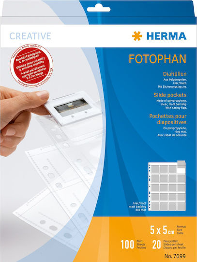 Herma Plastic Sleeves for for Photos A4 with Holes and Reinforcement 100pcs 5x5 cm