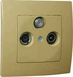 Makel Lillium TV, Satellite, and Radio Antenna Socket Aerial in Gold color 32057067