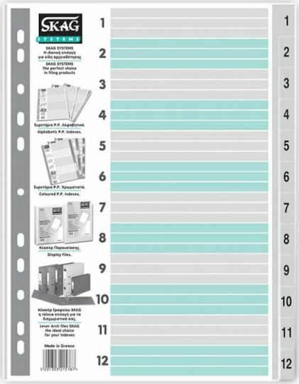 Skag Plastic Dividers for Documents A4 with Holes 12pcs Economy