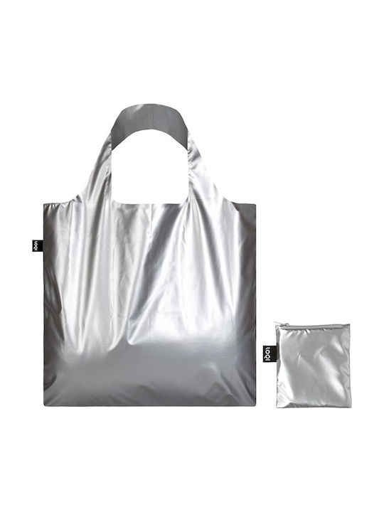 Loqi Metallic Matt Fabric Shopping Bag Gray