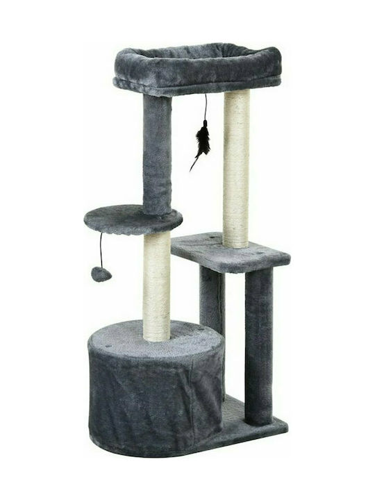 Pawhut Cat Scratching Post Cat Tree Δέντρο Γάτας In Gray Colour 48x35x100 cm D30-279