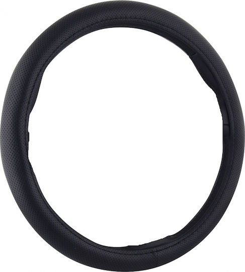 Carman Car Steering Wheel Cover with Diameter 36-38cm made of Leatherette Black Perforated