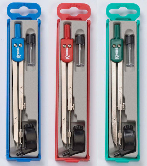 Kronos 303/R Metallic Compass with Point, Pencil in Case Blue (Μiscellaneous colours)