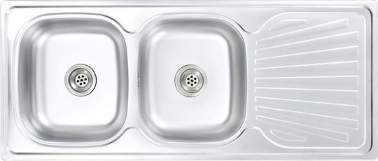 vidaXL Ένθετος Νεροχύτης Inox Brushed Μ120xΠ50cm Ασημί