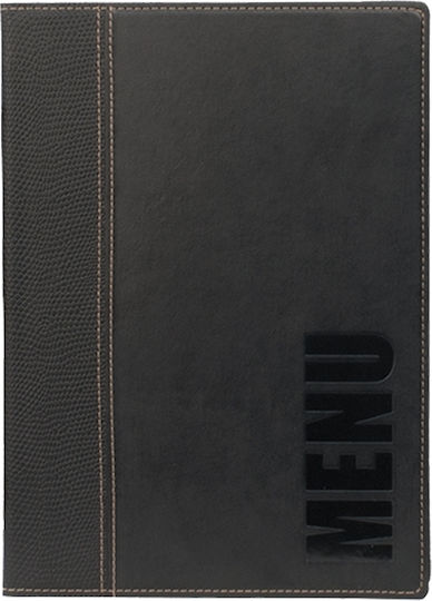Securit Menu Holder in PU Leather in Black Colour 25.3x17.7 cm Trendy Range A5