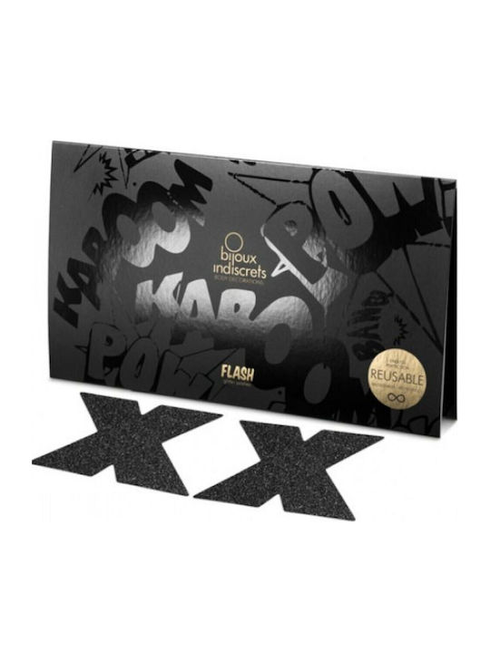 Bijoux Indiscrets Flash Cross Nipple Stickers Black