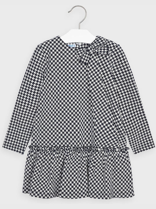 Mayoral Kids Dress Checked Long Sleeve Blue