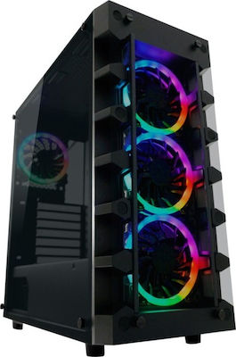 LC-Power Gaming 709B - Solar_System_X Midi Tower Κουτί Υπολογιστή με Πλαϊνό Παράθυρο και RGB Φωτισμό Μαύρο