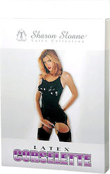 Sharon Sloane Latex Suspender Corset Κορμάκι Black