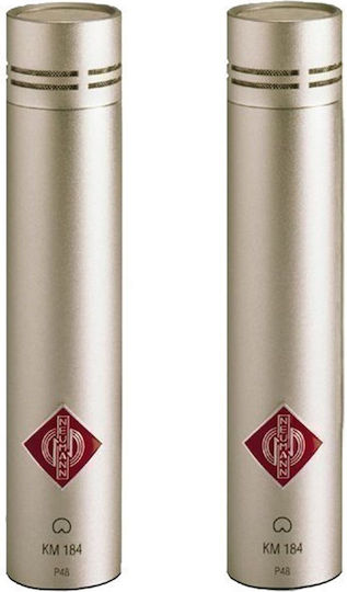 Neumann KM-184 Stereo Set Комплект Кондензатор (Малка диафрагма) Микрофон XLR Шоково монтиран за Студио в Сребрист Цвят