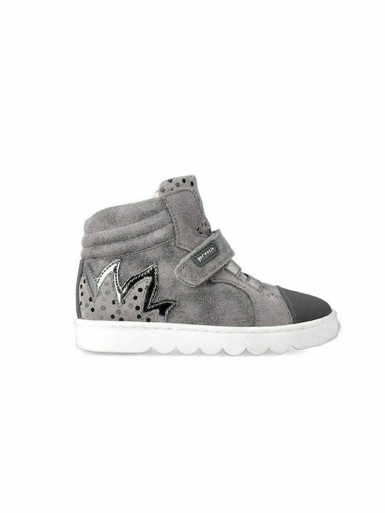 Παιδικά Sneakers High Ανατομικά με Σκρατς Γκρι