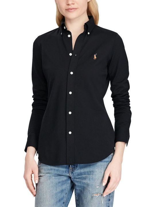 Women's Pique Monochrome Long Sleeve Shirt Black