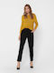 Poptrash Damen Hoch tailliert Stoff Hose mit Gummizug in Lockere Passform Schwarz