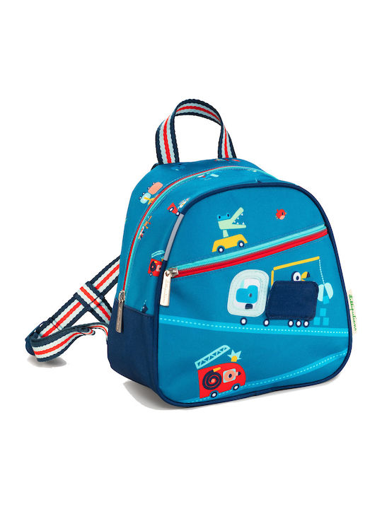 Lilliputiens Οχήματα School Bag Backpack Kindergarten in Light Blue color