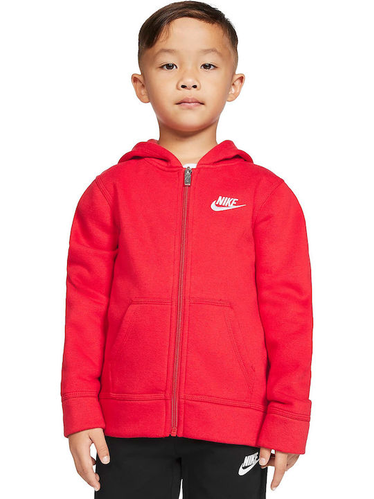 Nike Αθλητική Παιδική Ζακέτα Φούτερ Fleece με Κουκούλα για Αγόρι Κόκκινη