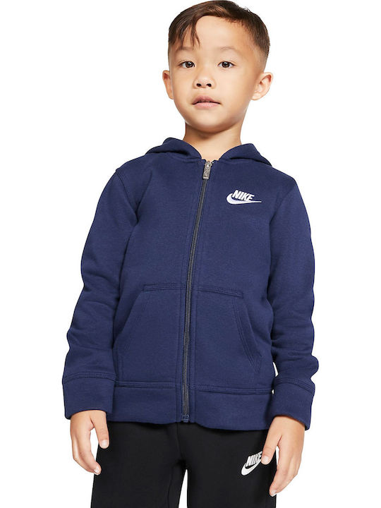 Nike Αθλητική Παιδική Ζακέτα Φούτερ Fleece με Κουκούλα για Αγόρι Μπλε