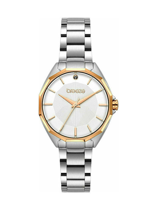 Breeze Hermosa Crystals Watch with Silver Metal Bracelet