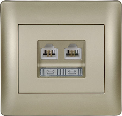 Elmark Rhyme Double Network Socket RJ45 Gold 11712