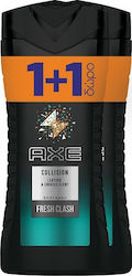 Axe Collision Leather & Cookies Scent Gel de baie pentru Bărbați (2x400ml) 800ml