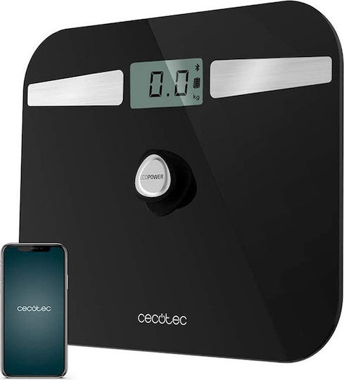 Cecotec Surface Precision 10200 Smart Healthy Smart Badezimmerwaage mit Körperfettmessung & Bluetooth in Schwarz Farbe