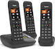 Gigaset C575A Telefon fără fir (Set triplu) cu funcție de ascultare deschisă Negru