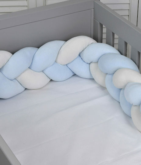 Baby Oliver Crib Bumper Braided Inside Light Blue 18x200cm