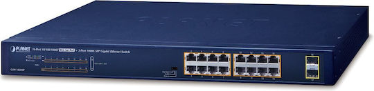 Planet GSW-1820HP Unmanaged L2 PoE+ Switch με 16 Θύρες Gigabit (1Gbps) Ethernet και 2 SFP Θύρες