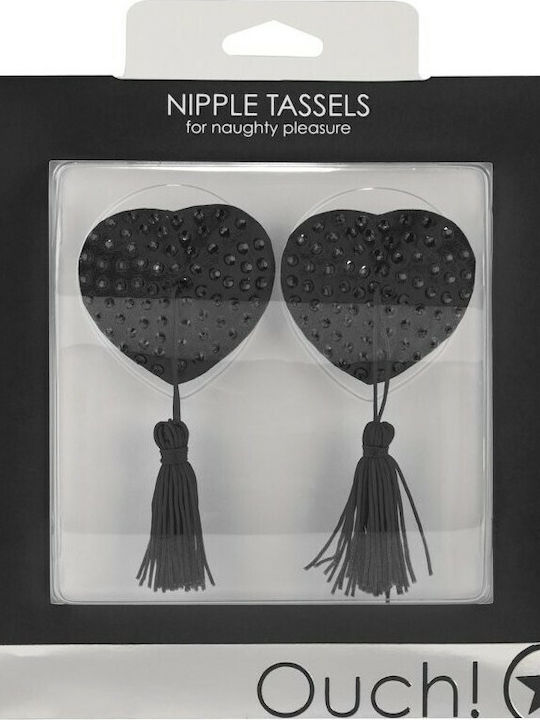 Shots Ouch Nipple Tassels Heart Nipple Covers Μαύρα