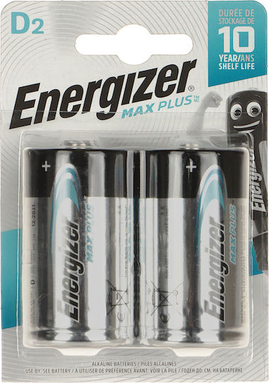 Energizer Max Plus Baterii Alcaline D 1.5V 2buc
