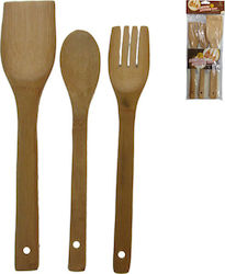 Bamboo Cooking Utensil Set Brown 3pcs