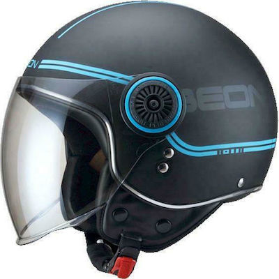 Beon B-110B Jet Helmet ECE 22.05 Matt Black Blue 1303