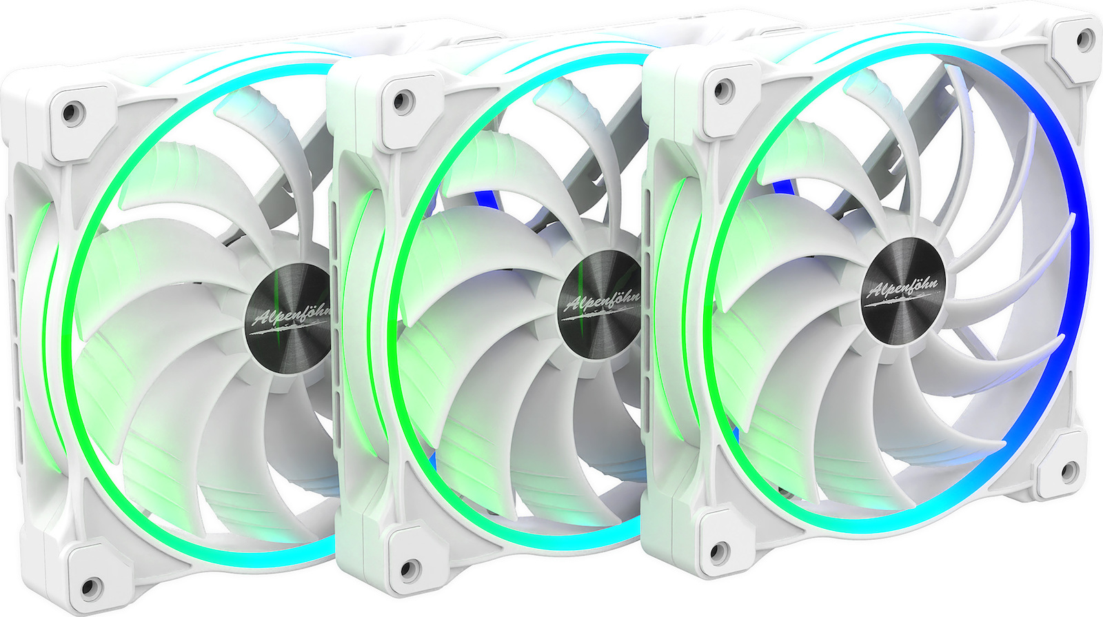 Alpenfoehn Wing Boost 3 ARGB Case Fan 140mm με Σύνδεση 4-Pin PWM / 3-Pin 3τμχ White Edition