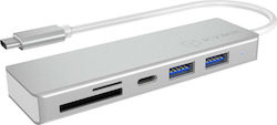 Icy Box USB 3.0 5 Port Hub with USB-C Connection Silver