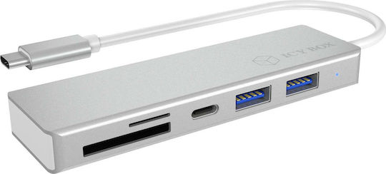 Icy Box USB 3.0 Hub 5 Porturi cu conexiune USB-C Argintiu