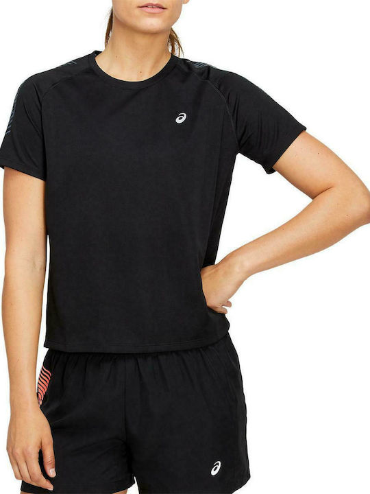 ASICS Icon Damen Sport T-Shirt Schwarz