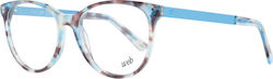 Web Plastic Eyeglass Frame Blue Tortoise WE5217 086