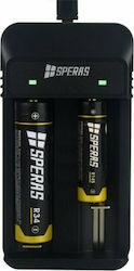 Speras ZL223E USB Charger 2 Batteries Li-ion Size 18650/16340/26650/14500