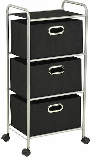 vidaXL Metallische Aufbewahrungsbox mit Rädern Schwarz 41,5x31x89,5cm