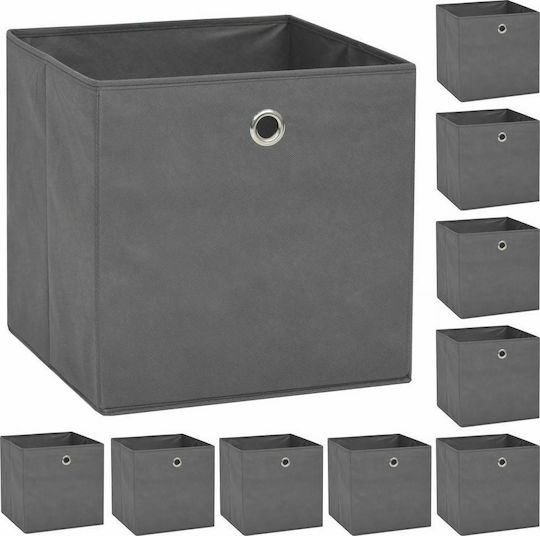vidaXL Υφασμάτινο Κουτί Αποθήκευσης Γκρι 32x32x32cm 10τμχ
