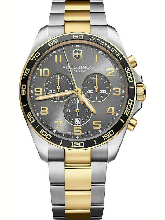 Victorinox Fieldforce Ανδρικό Ρολόι 42mm Χρονογράφος Μπαταρίας με Ασημί Μεταλλικό Μπρασελέ