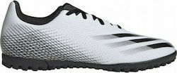 Adidas X Ghosted.4 TF Low Football Shoes TF with Molded Cleats Cloud White / Core Black / Silver Metallic