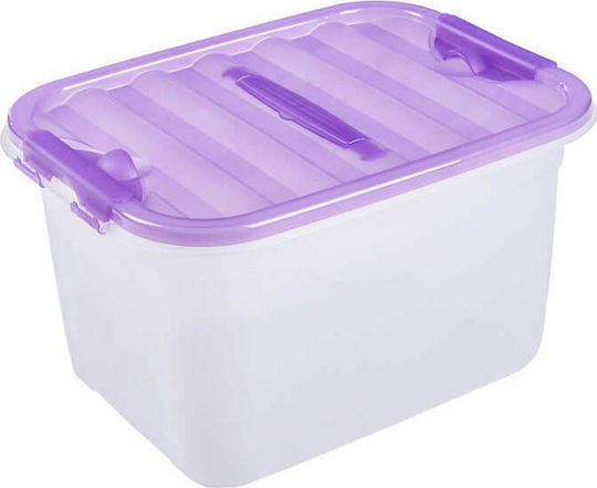 Homeplast Pin Plastic Storage Box with Lid Purple 30x40x23cm