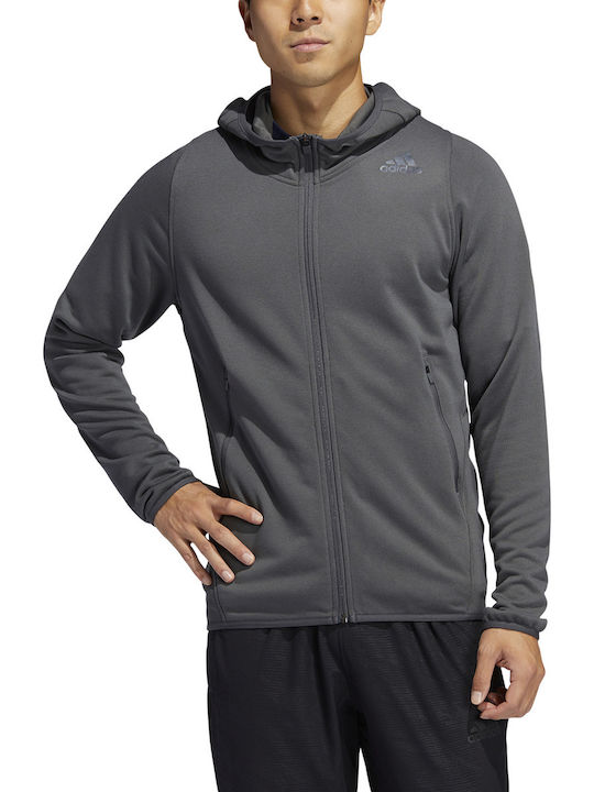 adidas FreeLift Prime Men's Cardigan with Hood & Pockets Gray