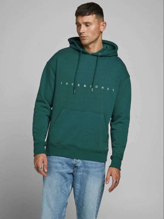 Jack & Jones Men's Sweatshirt with Hood & Pockets Trekking Green