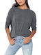 Women's Blouse with 3/4 Sleeve & Boat Neckline Gray