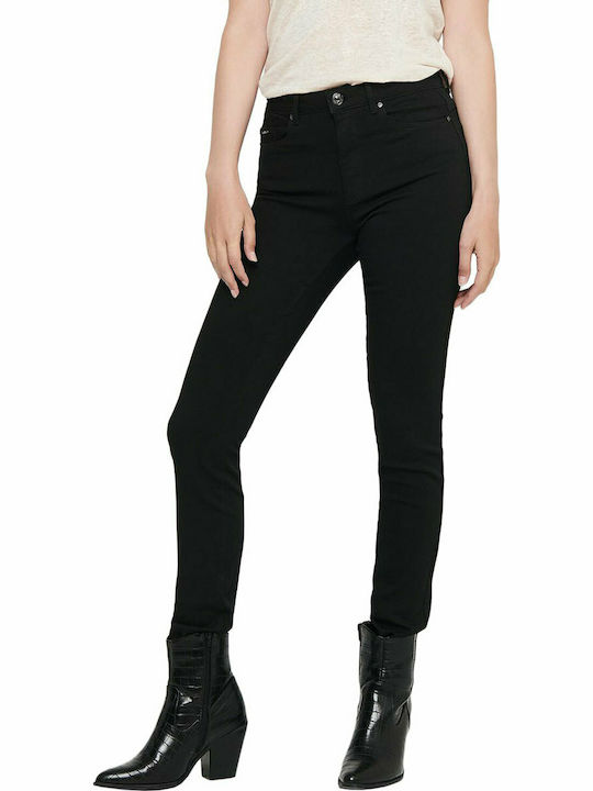 Only High Waist Women's Jean Trousers in Skinny Fit Black