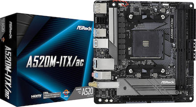 Asrock A520M-ITX/ac Motherboard Mini ITX με AMD AM4 Socket