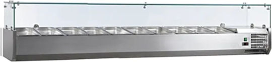 Karamco Maintenance Showcase Tabletop with Capacity 10x1/4 GN 200x33.5x43.5cm Vetro 4